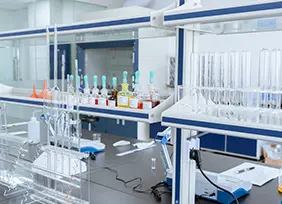 R&amp;D lab team analyzing new detergent and disinfectant formulations for ODM projects.