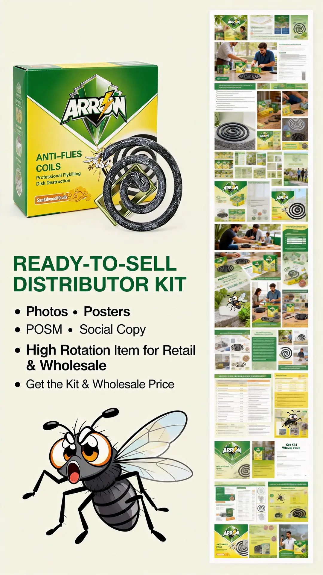 ARROW Anti-Flies Coils product leaflet and marketing materials preview