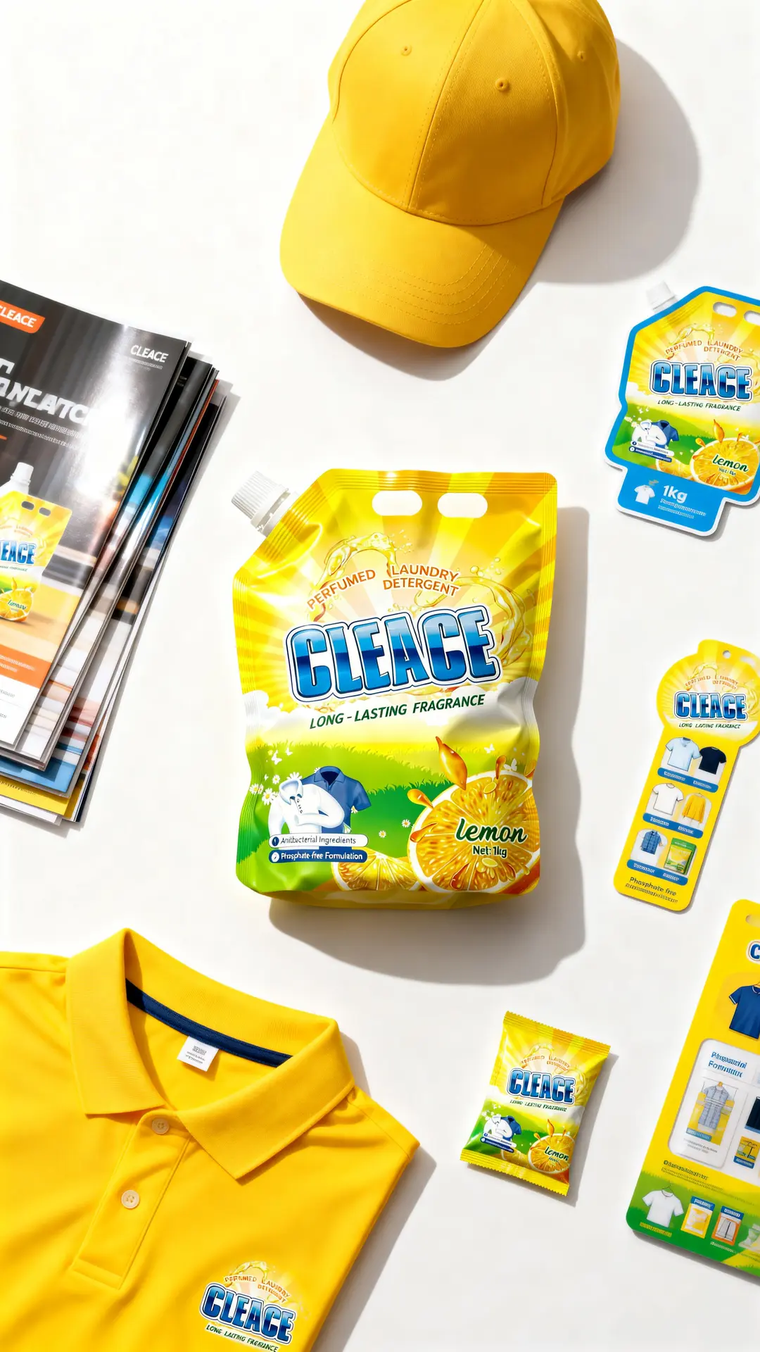 CLEACE 1kg lemon laundry detergent spouted pouch front view high resolution