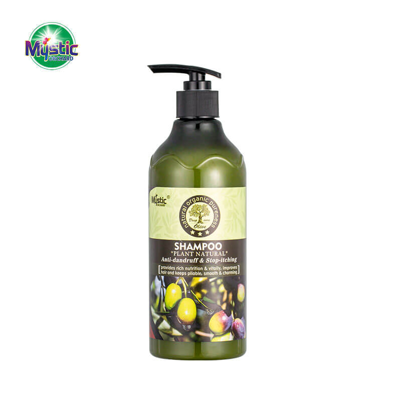 Mystic Orchard · Shampoo · Formulated with olive essence for d